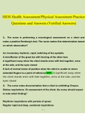 HESI Health Assessment/Physical Assessment Practice Questions and Answers (2022/2023) (Verified Answers by Expert)