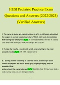 HESI Pediatric Practice Exam Questions and Answers &lpar;2022&sol;2023&rpar; &lpar;Verified Answers by Expert&rpar;