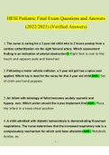 HESI Pediatric Final Exam Questions and Answers&lpar;2022&sol;2023&rpar; &lpar;Verified Answers by Expert&rpar;
