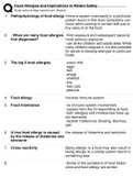 Food Allergies and Implications to Patient Safety Exam 2023