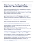 NHA Pharmacy Tech Practice Test Questions & Answers 100&percnt; Correct