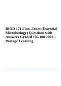 BIOD 171 Final Exam | Essential Microbiology | Questions with Answers Score 100% 2023 – Portage Learning