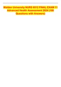 Walden University NURS 6512 FINAL EXAM 11 Advanced Health Assessment 2024 &lpar;100 Questions with Answers&rpar;
