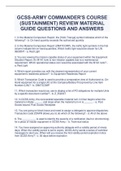 GCSS-ARMY COMMANDER'S COURSE (SUSTAINMENT) REVIEW MATERIAL GUIDE QUESTIONS AND ANSWERS