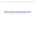 Health & Wellness Coaching Final Exam Test Prep Practice Questions with Complete Solution 2023