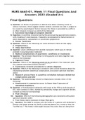 NURS 6665-01, Week 11 Final Questions And Answers 2023 (Graded A+)