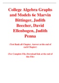 College Algebra Graphs and Models 6e Marvin Bittinger, Judith Beecher, David Ellenbogen, Judith Penna (Test Bank)