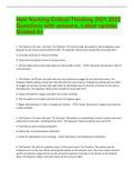 Hesi Nursing Critical Thinking 2021-2022 Questions with answers&comma; Latest update&comma; Graded A&plus;