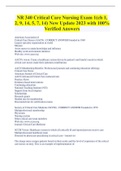 NR 340 Critical Care Nursing Exam 1&lpar;ch 1&comma;  2&comma; 9&comma; 14&comma; 5&comma; 7&comma; 14&rpar; New Update 2023 with 100&percnt;  Verified Answers