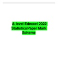 A-level Edexcel 2022 StatisticsPaper Mark Scheme