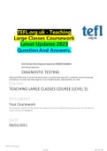 TEFL&period;org&period;uk - Teaching Large Classes Coursework Latest Updates 2023 Question And Answers&period;