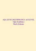  AQA JUNE 2022 BIOLOGY AS LEVEL 7401 PAPER 2 Mark Scheme