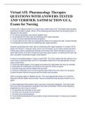 Virtual ATI&colon; Pharmacology Therapies QUESTIONS WITH ANSWERS TESTED AND VERIFIED&comma; SATISFACTION GUA&comma; Exams for Nursing