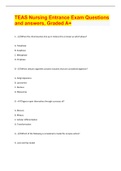 TEAS Nursing Entrance Exam Questions and answers, Graded A+
