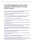 USA Peds Final Questions with Answers Tested and Verified Exams for Nursing &lpar;100&percnt; Accurate&rpar;