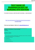 TEST BANK OF PHARMACOLOGY OF NURSING 8TH EDITION. VERIFIED