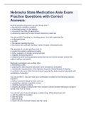 Nebraska State Medication Aide Exam Practice Questions with Correct Answers&period; 
