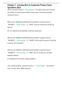 Chapter 1 - Introduction to Corporate Finance Exam Questions 2023 A&plus; Graded