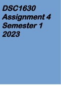 DSC1630 Assignment 4 Semester 1 2023