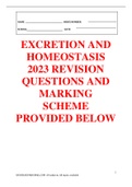 EXCRETION AND HOMEOSTASIS 2023 REVISION QUESTIONS AND MARKING SCHEME PROVIDED BELOW.pdf  1. Document
