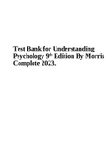 Test Bank for Understanding Psychology 9th Edition, Morris Complete Guide