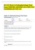 SCI 225 Week 16 Pathophysiology Final  Exam VERIFIED ANSWERS 2023 NEW FILE CHAMBERLAIN NUR 101