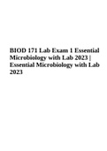 BIOD 171 Lab Exam 1 - Essential Microbiology with Lab 2023 Graded A+ | BIOD 171 Final Exam 2023 | (Essential Microbiology) | BIOD 171 Module 2 Exam 2023 | BIOD 171 ALL MODULE EXAMS Microbiology | BIOD 171 Microbiology Lab 1-9 Exams 2023 and BIOD171 Microb