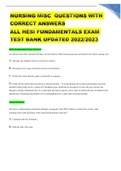 NURS MISC &sol; hesi fundamentals exam test bank updated 2023 Graded A &plus; 100 &percnt; CORRECT