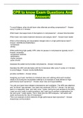 CPR to know Exam Questions And Answers