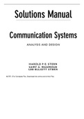 Communication Systems, Analysis and Design, 1e Harold Stern Samy Mahmoud (Solution Manual)