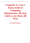 CompTIA A+ Core 1 Exam, Guide to Computing Infrastructure, 10e Jean Andrews, Joy Dark, Jill West (Test Bank)