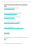 Sterile Processing Study Material for Certification Exam Already Graded A