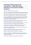American Politics and the US Constitution - C963 WGU Exam Questions and Answers (Verified Answers)