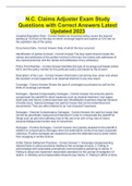 N&period;C&period; Claims Adjuster Exam Study Questions with Correct Answers Latest Updated 2023