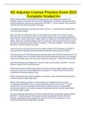 NC Adjuster License Practice Exam 2023 Complete Graded A&plus;