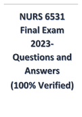 NURS 6531 Final Exam 2023- Questions and Answers (100 Q&A) (100% Verified).