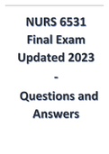 NURS 6531 Final Exam - Questions and Answers Updated 2023
