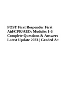POST First Responder First Aid&sol;CPR&sol;AED&colon; Modules 1-6 Complete Questions & Answers Latest Update 2023 &vert; Graded A&plus;