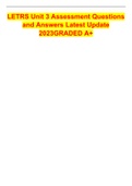 LETRS Unit 3 Assessment Questions and Answers Latest Update 2023GRADED A&plus;