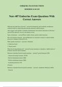 Nurs 487 Endocrine Exam Questions With Correct Answers