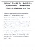 Alabama Boating Certification Exam Questions and Answers 100&percnt; Pass