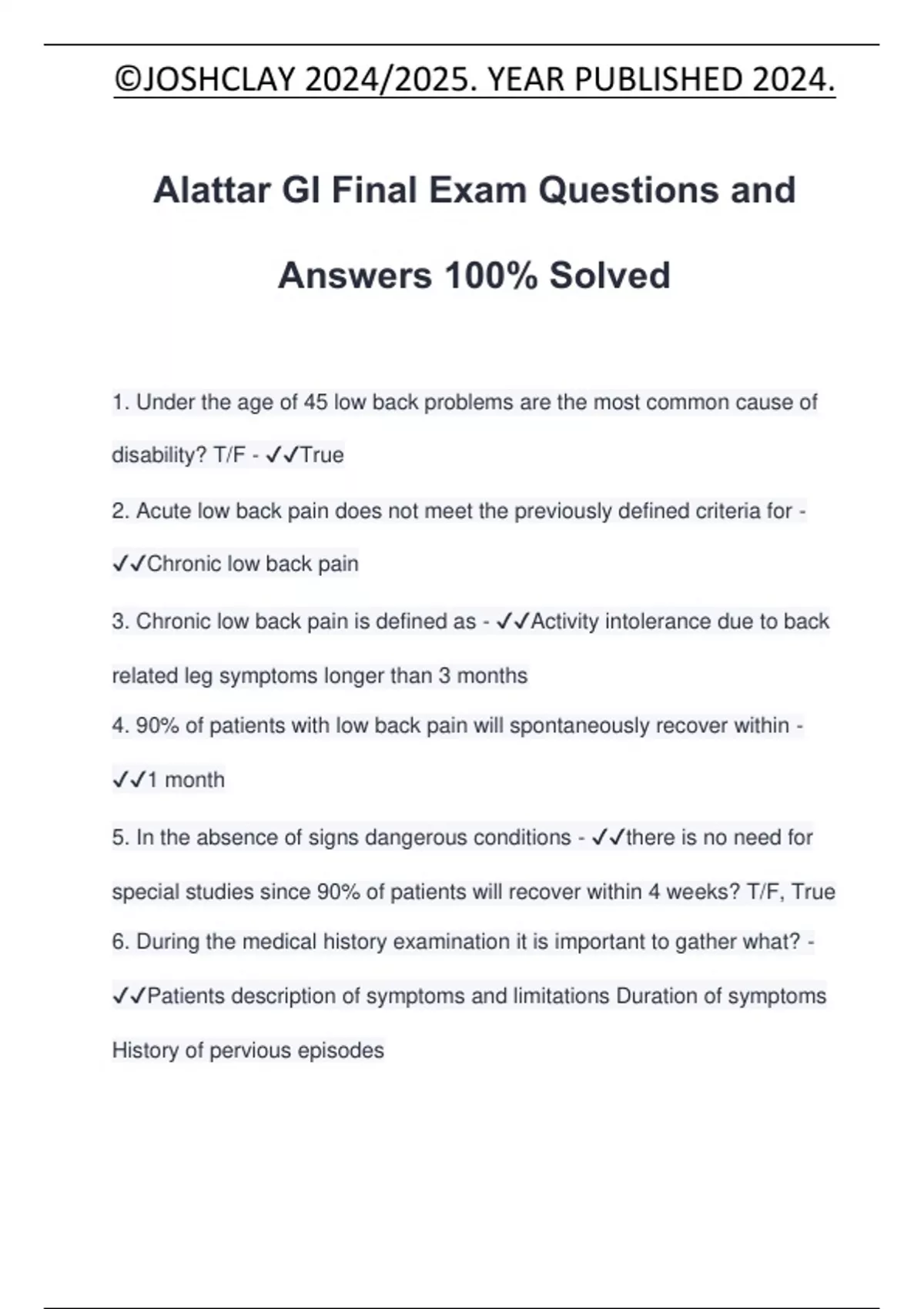 Alattar GI Final Exam Questions and Answers 100% Solved - Alattar GI ...