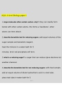 AQA A-level Biology paper 1 Exams Questions and Answers (2022/2023) (Verified Answers)