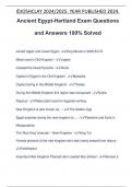 Ancient Egypt-Hartland Exam Questions and Answers 100&percnt; Solved