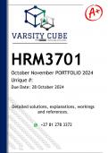 HRM3701 PORTFOLIO &lpar;DETAILED ANSWERS&rpar; Semester 2 2024 - DISTINCTION GUARANTEED