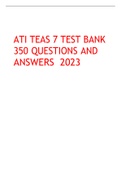 ATI TEAS 7 TEST BANK 350 QUESTIONS AND ANSWERS  2023