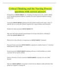 Critical Thinking and the Nursing Process questions with correct answers