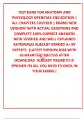 TEST BANK FOR ANATOMY AND PHYSIOLOGY OPENSTAX 2ND EDITION &vert; ALL CHAPTERS COVERED &vert; BRAND NEW VERSION&excl; WITH ACTUAL QUESTIONS AND COMPLETE 100&percnt; CORRECT ANSWERS WITH VERIFIED AND WELL EXPLAINED  RATIONALES ALREADY GRADED A&plus; BY EXPERTS  &vert;LATEST VERSION 2024 W