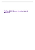 PHRca 2023 Exam Questions and Answers