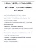Bot 331 Exam 1 Questions and Answers 100&percnt; Solved